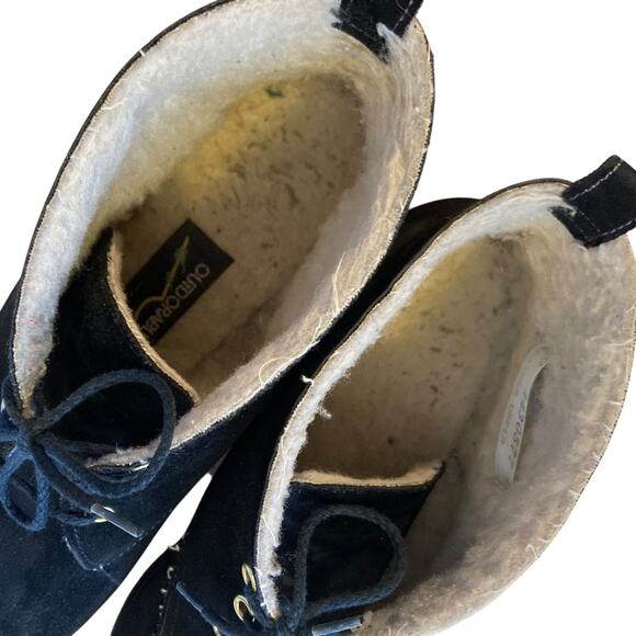 Vintage Outdorables Black Suede Fleece Lined Goth Boho Chukka Ankle Boot Size 8 - Picture 7 of 16